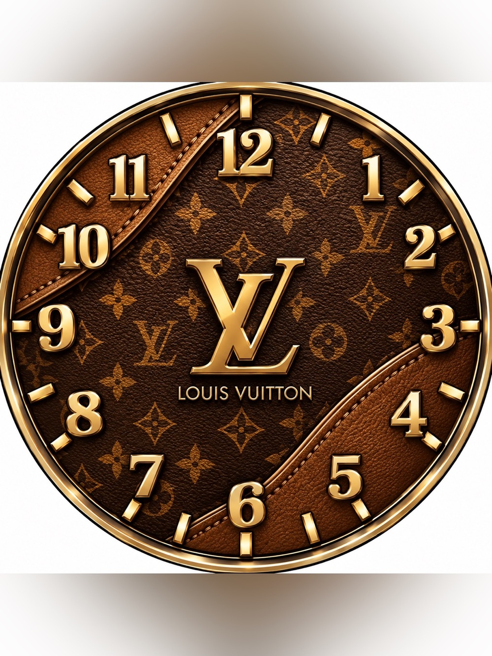 Louis Vuitton Brown and Gold Monogram 9in Wall Clock